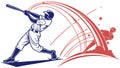 Dynamic Baseball Player Hitting Ball, Sports Action, vector design Generative AI Royalty Free Stock Photo