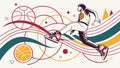 Dynamic basketball action with abstract patterns, energetic sport. vector design Generative AI Royalty Free Stock Photo