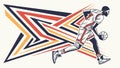 Dynamic Basketball Player with Abstract Starburst Effect, vector design Generative AI Royalty Free Stock Photo