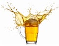 Dynamic Beer Splash in Glass Mug Refreshing Beverage Royalty Free Stock Photo