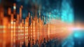 Dynamic binary code illustration in orange and white with bokeh on light blue background