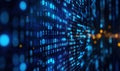 Dynamic binary code visualization with blue streams in motion, representing data flow, programming, and cyber technology Royalty Free Stock Photo