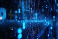 Dynamic binary code visualization with blue streams in motion, representing data flow, programming, and cyber technology Royalty Free Stock Photo