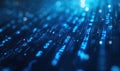 Dynamic binary code visualization with blue streams in motion, representing data flow, programming, and cyber technology Royalty Free Stock Photo