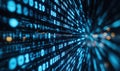 Dynamic binary code visualization with blue streams in motion, representing data flow, programming, and cyber technology Royalty Free Stock Photo