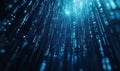 Dynamic binary code visualization with blue streams in motion, representing data flow, programming, and cyber technology Royalty Free Stock Photo