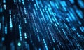 Dynamic binary code visualization with blue streams in motion, representing data flow, programming, and cyber technology Royalty Free Stock Photo