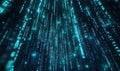 Dynamic binary code visualization with blue streams in motion, representing data flow, programming, and cyber technology Royalty Free Stock Photo