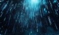 Dynamic binary code visualization with blue streams in motion, representing data flow, programming, and cyber technology Royalty Free Stock Photo