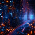 Dynamic binary data flow Streaming digits create intricate matrix background
