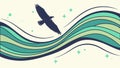 Dynamic Bird Soaring Over Stylized Water & Foliage, vector design Generative AI Royalty Free Stock Photo