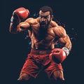 Dynamic 8bit Boxer Illustration With Realistic Boxing Gloves