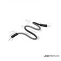 Dynamic black cable with exposed wire ends, illustrated with motion lines suggesting Royalty Free Stock Photo