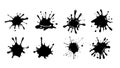 Dynamic black ink splash isolated collection set Royalty Free Stock Photo