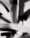 Dynamic Black and White Abstract Painting Capturing Movement, Energy, Through Brush Strokes, Generative AI