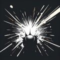Abstract Black and White Explosion Design with Central Orb Royalty Free Stock Photo