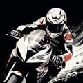 Dynamic Black And White Motorcycle Rider Artwork Royalty Free Stock Photo