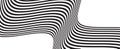 Dynamic black and white wavy lines create an abstract visual pattern