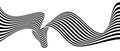Dynamic black and white wavy lines create an abstract visual pattern
