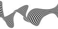 Dynamic black and white wavy lines create an abstract visual pattern