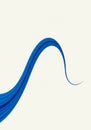 A dynamic blue abstract wave gracefully curves across a light cream background. The Royalty Free Stock Photo