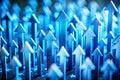 Dynamic Blue Arrows Illustrate Growth and Innovation A TiltShift Perspective on Progress and Development Royalty Free Stock Photo