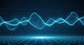 Dynamic blue digital sound waveform abstract glowing energy displayed on textured surface Royalty Free Stock Photo