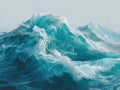 Dynamic, blue-dominant scene of breaking ocean waves, with sharp focus and intricate patterns, rendered in a realistic yet Royalty Free Stock Photo