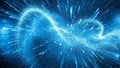 Dynamic blue energy particles exploding outwards in a cosmic nebula effect Royalty Free Stock Photo