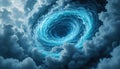 Dynamic Blue Energy Vortex in Stormy Clouds Royalty Free Stock Photo
