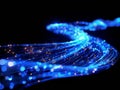 Dynamic Blue Fiber Optic Light Stream. Abstract background. Generative AI Royalty Free Stock Photo