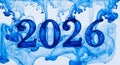 Dynamic 2026: Blue Ink in Water Abstract Royalty Free Stock Photo
