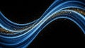 Dynamic blue light waves with golden glitter particles on a black background Royalty Free Stock Photo