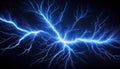 Dynamic blue lightning bolt against black background Royalty Free Stock Photo