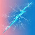 Dynamic blue lightning bolt strikes through gradient background energy power strike Royalty Free Stock Photo