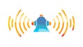 Dynamic blue megaphone icon with strong radiating sound waves, vector design Generative AI Royalty Free Stock Photo