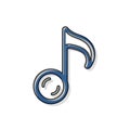 Dynamic blue musical note symbol artistic glazed effect icon graphic design Royalty Free Stock Photo