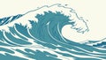 Dynamic Blue Ocean Wave Illustration, vector design Generative AI Royalty Free Stock Photo
