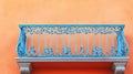 Dynamic Blue and Orange Balcony with Art Deco Aesthetics Royalty Free Stock Photo