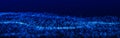 Dynamic blue particle wave. Futuristic point wave. Flow digital structure. Data technology background. 3D rendering Royalty Free Stock Photo