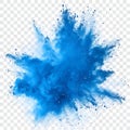 Dynamic Blue Powder Explosion Isolated on Transparent Background Royalty Free Stock Photo
