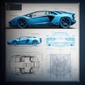 Dynamic Blue Sketch of a Sporty Car Royalty Free Stock Photo