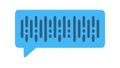 Dynamic Blue Vertical Bars in Speech Bubble, Data & Sound Waves, vector design Generative AI Royalty Free Stock Photo