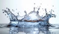 Dynamic Blue Water Splash Crown Shape Ripples on Reflective Surface Studio Lighting Royalty Free Stock Photo