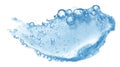 Blue water splash with transparent bubbles Royalty Free Stock Photo