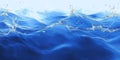 Dynamic Blue Water Surface Illustration with Realistic Waves, Splashes, and Fluid Movement Effects Royalty Free Stock Photo