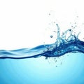 Dynamic blue water surface, splashing, effervescent bubbles, clean white background, ocean, vivid Royalty Free Stock Photo