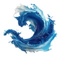 Dynamic Blue and White Water Splash Wave Frozen in Motion on White Background liquid Royalty Free Stock Photo