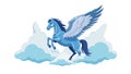 Dynamic Blue Winged Horse Pegasus Ready for Takeoff Illustration, vector design Generative AI Royalty Free Stock Photo