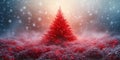Dynamic Bright Artistic red x-ray illustration of a Christmas tree surrounded by x-ray snowflakes Royalty Free Stock Photo